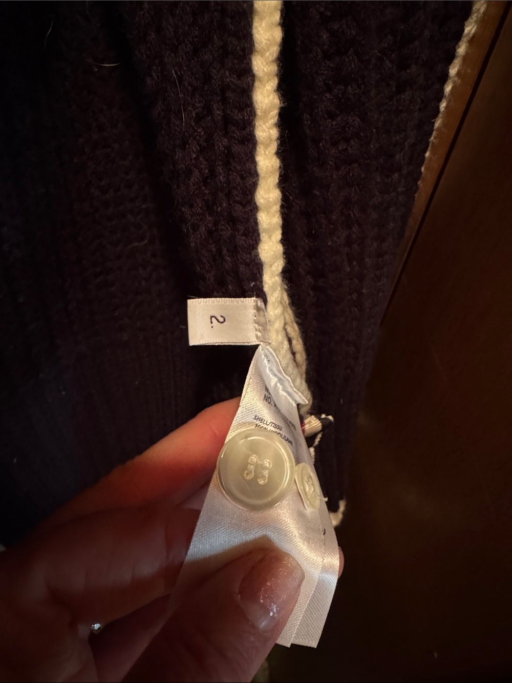 Thom Browne Black Cardigan with Cream Trim - Picture 4 of 4